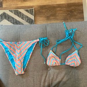 sherbet stripe triangl swimsuit